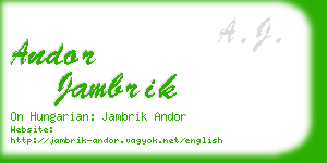 andor jambrik business card